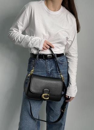 Жіноча сумка coach soft tabby calf leather shoulder bag чоорна / подарунок на 8 березня