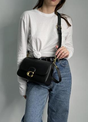 Жіноча сумка coach soft tabby calf leather shoulder bag чоорна / подарунок на 8 березня7 фото