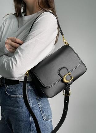 Жіноча сумка coach soft tabby calf leather shoulder bag чоорна / подарунок на 8 березня4 фото