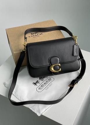 Жіноча сумка coach soft tabby calf leather shoulder bag чоорна / подарунок на 8 березня10 фото