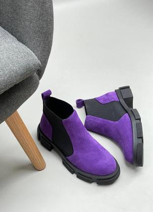 Фиолетовые замшевые ботинки демисезонные или зимние1 фото