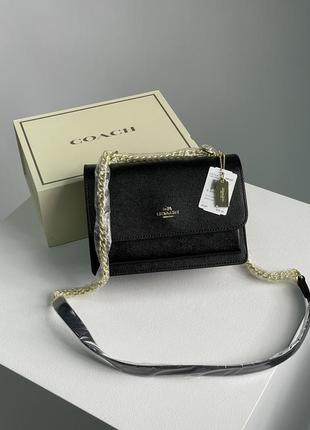 Жіноча сумка  coach mini klare crossbody black gold чорна / подарунок на 8 березня3 фото