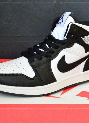 Распродажа! nike air jordan 1 retro кроссовки кеды женские белые с черным найк джордан осенние весенние демисезонные демисезонные кожа кожа кожа2 фото