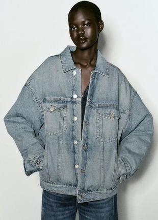 Тепла джинсова куртка з стьобаною підкладкою zara1 фото