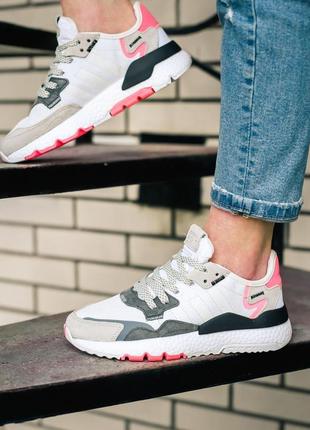 Adidas nite jogger white/pink 🆕 женские кроссовки адидас 🆕 белый/розовый