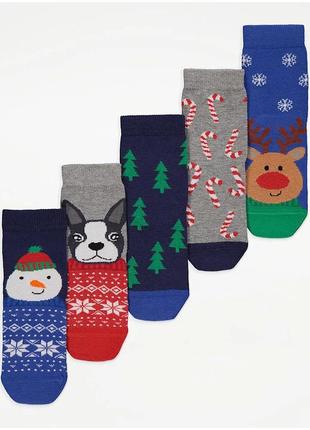 Різдвяні шкарпетки до щиколотки 5 шт. george