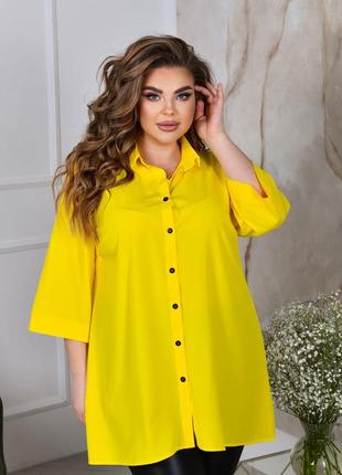 Желтая свободная блуза туника1 фото