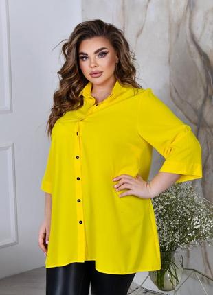 Желтая свободная блуза туника4 фото