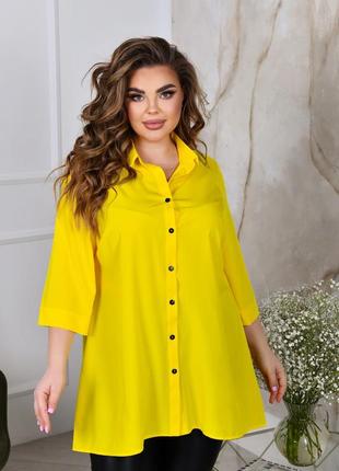 Желтая свободная блуза туника2 фото