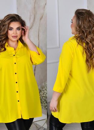 Желтая свободная блуза туника3 фото