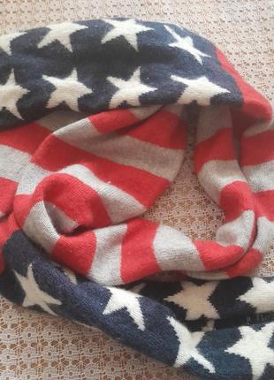 Вовна крутий дитячий шарф з американським прапором united colors of benetton4 фото