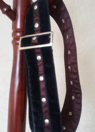 Стильный брючный комбинезон бордового цвета с черной бархатной отделкой  42 размера.4 фото