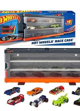 Кейс для машинок хот вилс с 8 машинками hot wheels race case with 8 toy cars (hfc89)