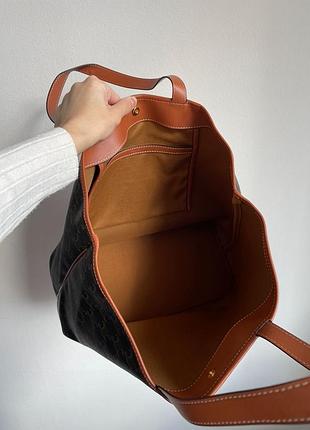 Сумка шопер celine medium cabas in triomphe canvas tan (арт: 99082)7 фото