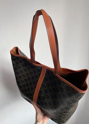 Сумка шопер celine medium cabas in triomphe canvas tan (арт: 99082)5 фото