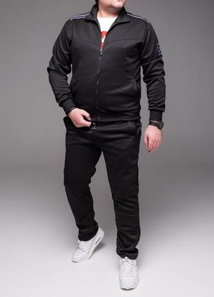 Мужской черный спортивный костюм gs без капюшона батал 3xl-7xl5 фото
