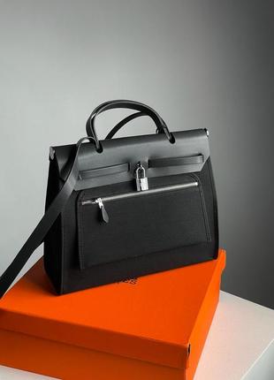 Жіноча сумка hermes herbag zip 31 bag black/silver8 фото