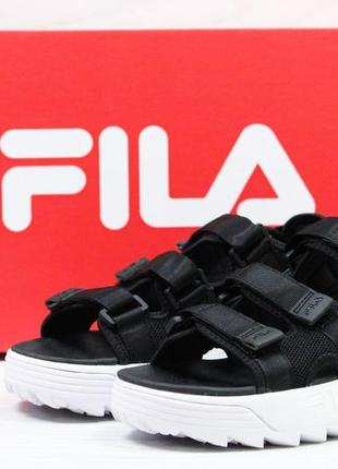 Стильные удобные женские босоножки сандалии fila чёрные7 фото