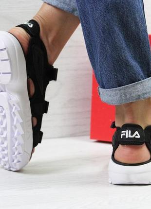 Стильные удобные женские босоножки сандалии fila чёрные5 фото