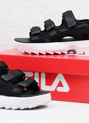 Стильные удобные женские босоножки сандалии fila чёрные1 фото