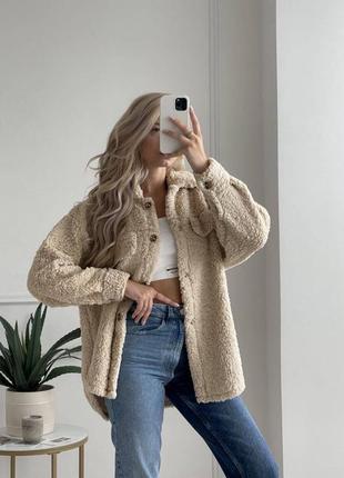 Женская весенняя шубка - рубашка тедди плюшевая качественная меховая4 фото