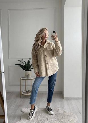 Женская весенняя шубка - рубашка тедди плюшевая качественная меховая6 фото
