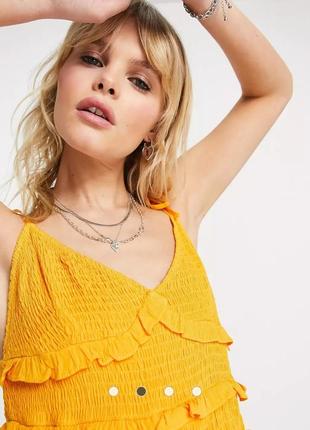 Платье миди с оборками цвета охры topshop4 фото