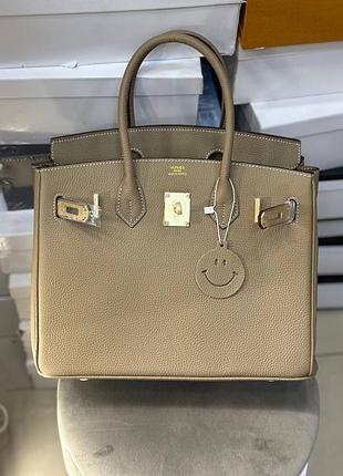 Сумка кожаная бежевая hermes birkin 30 cm