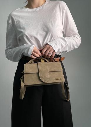 Женская сумка jacquemus le bambino grand suede olive1 фото