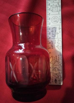 Ваза вазочка мини чешское цветное стекло винтаж прошлый век