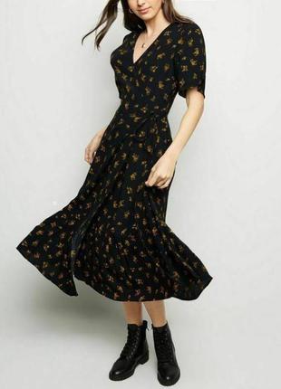 Розпродаж сукня new look міді натуральне asos з запахом і воланом по подолу2 фото