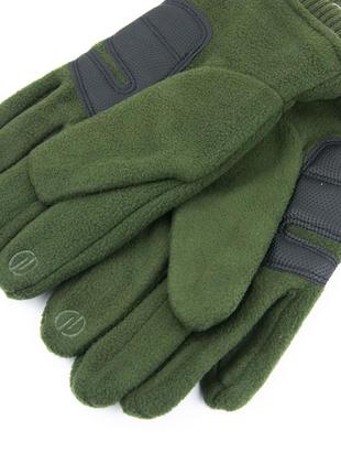 Мужские флисовые перчатки с сенсорным пальцем (арт. 23-1-71) хаки3 фото