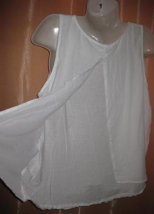 Легкая нарядная полупрозрачная шифоновая белая майка с крыльями разрезами сзади большой размер 3xl6 фото