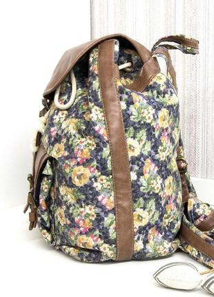 Рюкзак міський, квітковий принт. текстиль.5 фото