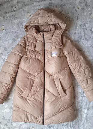 Зимова куртка , зимняя куртка, курточка бежевого цвета розмір 44