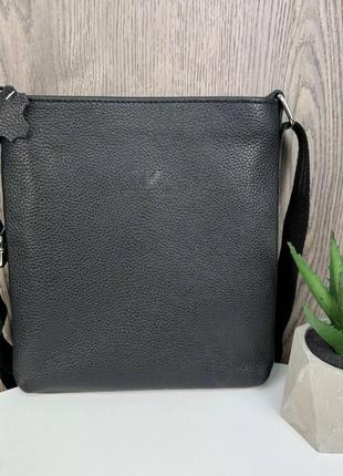 Шкіряна чоловіча сумка-планшетка на плече чорний стиль армані, барсетка натуральна шкіра armani стиль