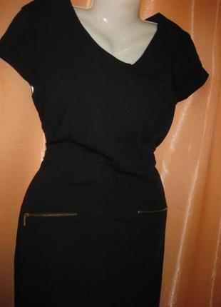 Черное классическое закрытое офисное строгое деловое платье миди безрукавка ткань плотная 12 tu4 фото