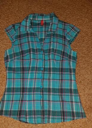 Сорочка з коротким рукавом в клітку ostin, розмір xs-s