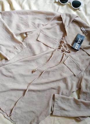 Рубашка блуза на шнуровке2 фото