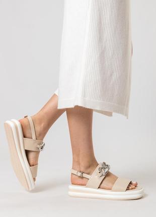 Босоножки бежеві жіночі на зручній підошві 1166л-а