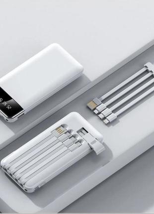 Powerbank портативная зарядка linq tt-13806 15000 mah со встроенными шнурами и фонариком белый