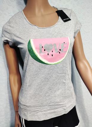 Жіноча футболка бавовняна принт кавун, літо2 фото