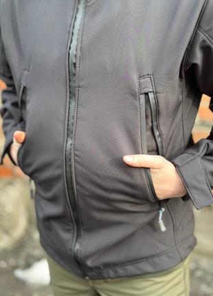 Куртка тактическая софтшелл черная демисезон2 фото