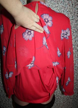 Блуза красная в цветы батал королевский размер bonmarche6 фото