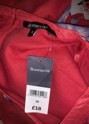 Блуза красная в цветы батал королевский размер bonmarche10 фото