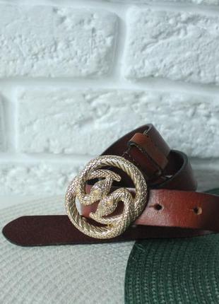 Стильний поясок з металічною пряжкою dune. натуральна шкіра.