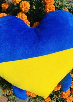 Серце патріотичне сердечко синьо-жовте  подушка іграшка декор5 фото