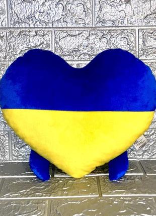 Серце патріотичне сердечко синьо-жовте  подушка іграшка декор4 фото