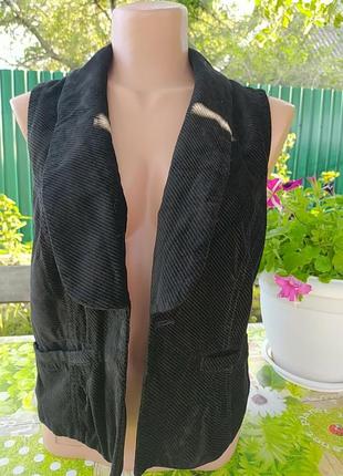 Жилетка черная безрукавка вильвет в полоску