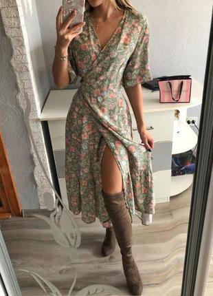 Розпродаж! сукня new look міді  натуральна asos на запах з оборкою